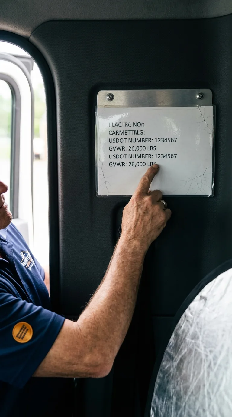 USDOT licensing placard verification in West Lafayette
